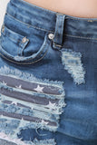 Stars And Stripes Distress Denim Shorts