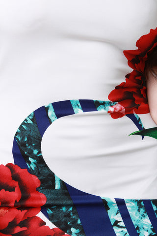 Floral Print Tube Midi Dress