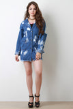 Distressed Bleach Longline Denim Jacket
